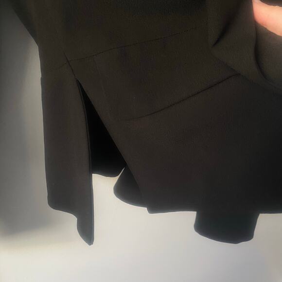 Theory Womens Jacket Black Kensington Crepe Draped Peplum Blazer Size 6 - Picture 8 of 8